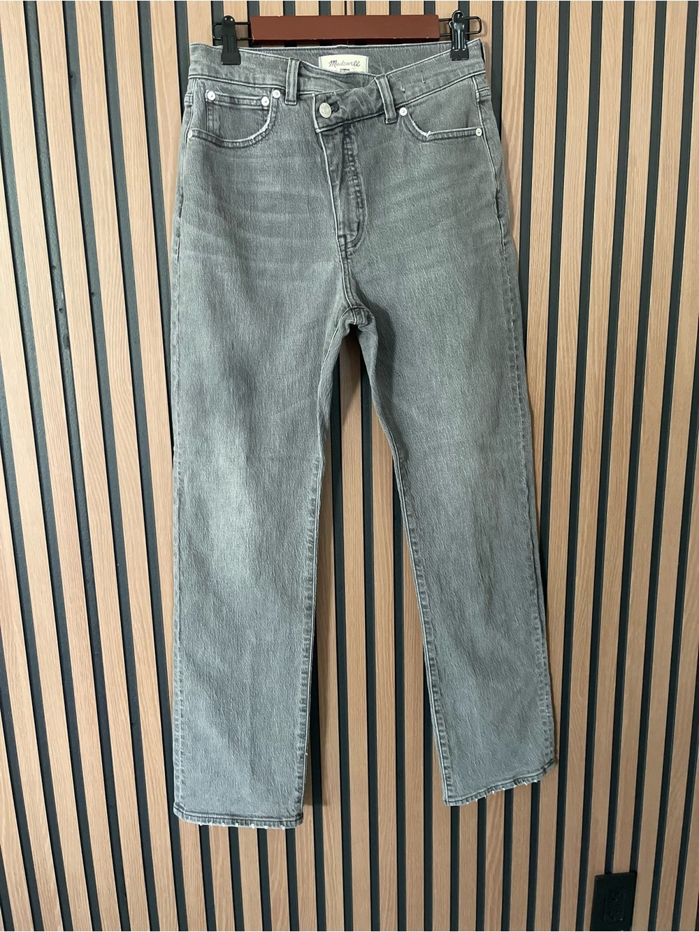 Madewell 90s Straight Jean Cross-Tab Gray High Waist